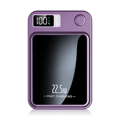 סוללה ניידת מגנטית 10,000mAh – טעינה אלחוטית מהירה 22.5W עם מסך LED וסטנד מתקפל לאייפון