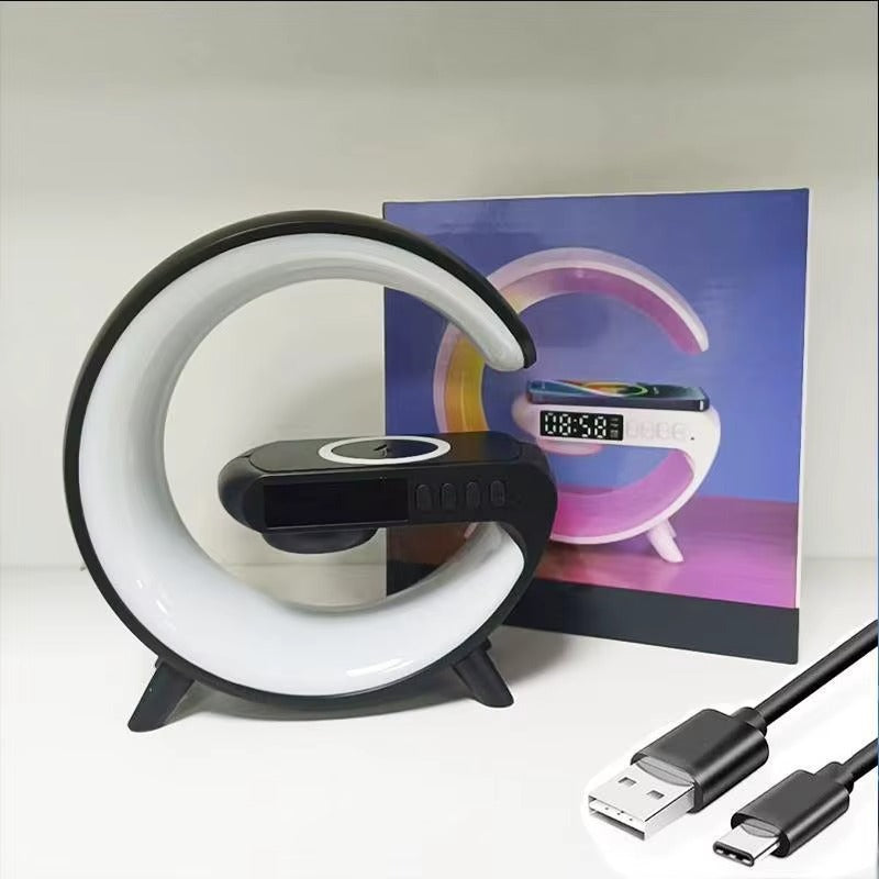 מנורת לילה RGB חכמה – רמקול אלחוטי, שעון מעורר וטעינה אלחוטית לטלפון
