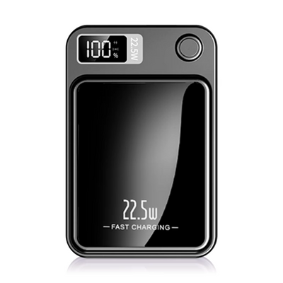 סוללה ניידת מגנטית 10,000mAh – טעינה אלחוטית מהירה 22.5W עם מסך LED וסטנד מתקפל לאייפון